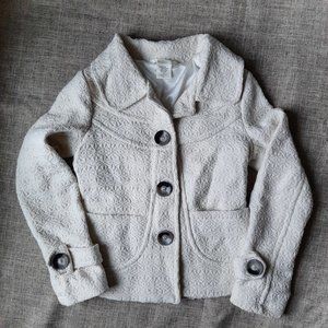 NWOT Charlotte Russe Woven Wool Cream White Short Winter Coat Jacket Buttons Sm